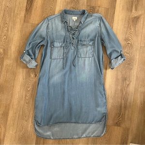 Sneak Peek Women’s Denim Chambray Dress Long Sleeve Size Medium